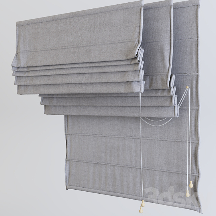 Roman blinds wide 3DS Max - thumbnail 2