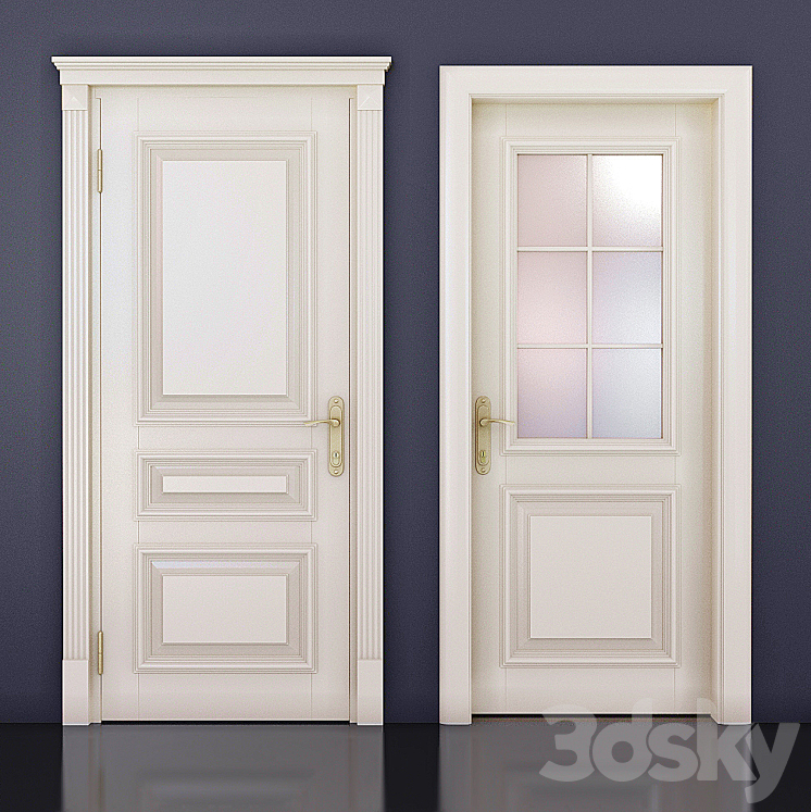 Door classic milky white lacquer 3DS Max - thumbnail 1