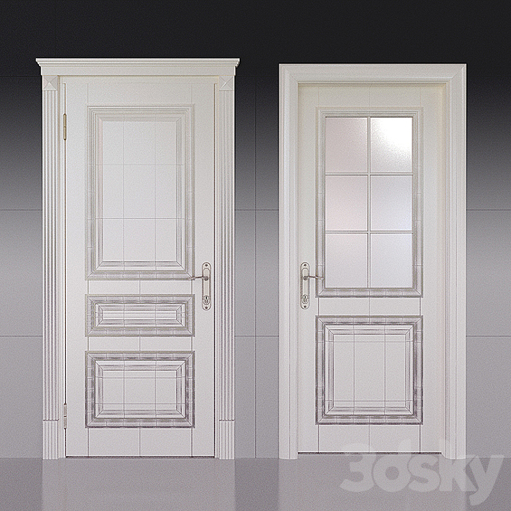 Door classic milky white lacquer 3DS Max - thumbnail 2