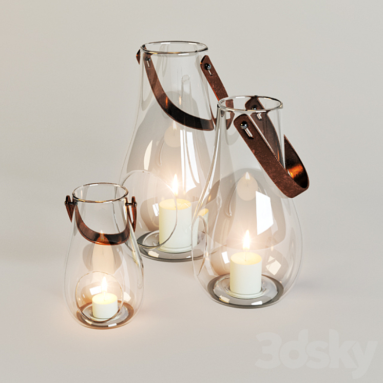 Candles in jars 3DS Max - thumbnail 1