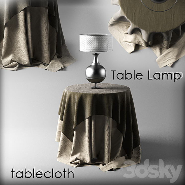 Table lamp with a tablecloth 3DS Max - thumbnail 1