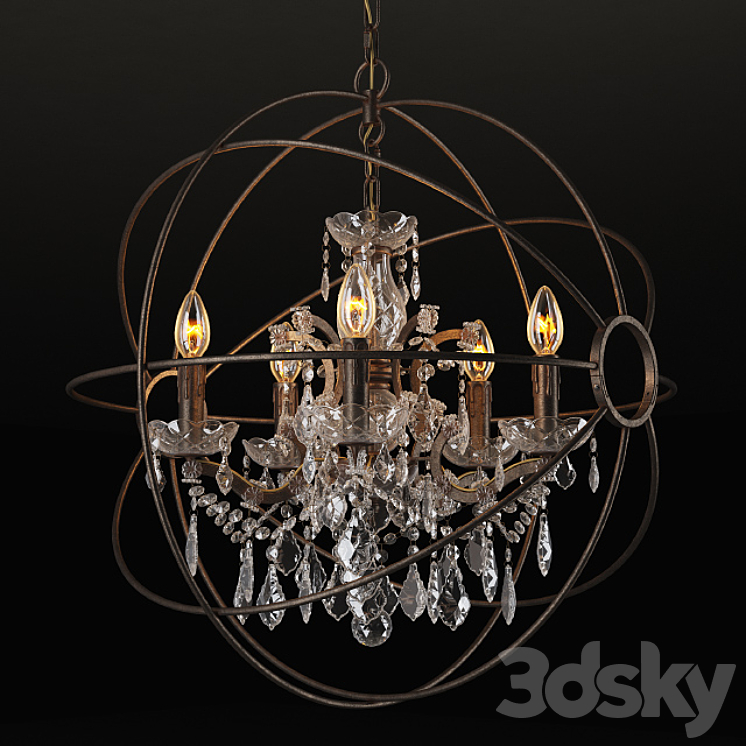 GRAMERCY HOME – IRON ORB CHANDELIER CH014-5-LRR 3DS Max - thumbnail 1