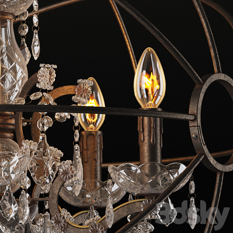 GRAMERCY HOME – IRON ORB CHANDELIER CH014-5-LRR 3DS Max - thumbnail 2