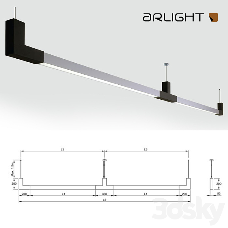 Lamp longitudinal roof-arlight 3D Model