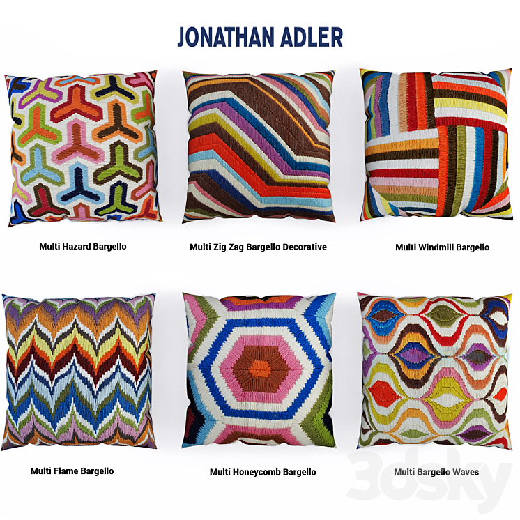 Jonathan Adler pillows red set. Pillows 3D model