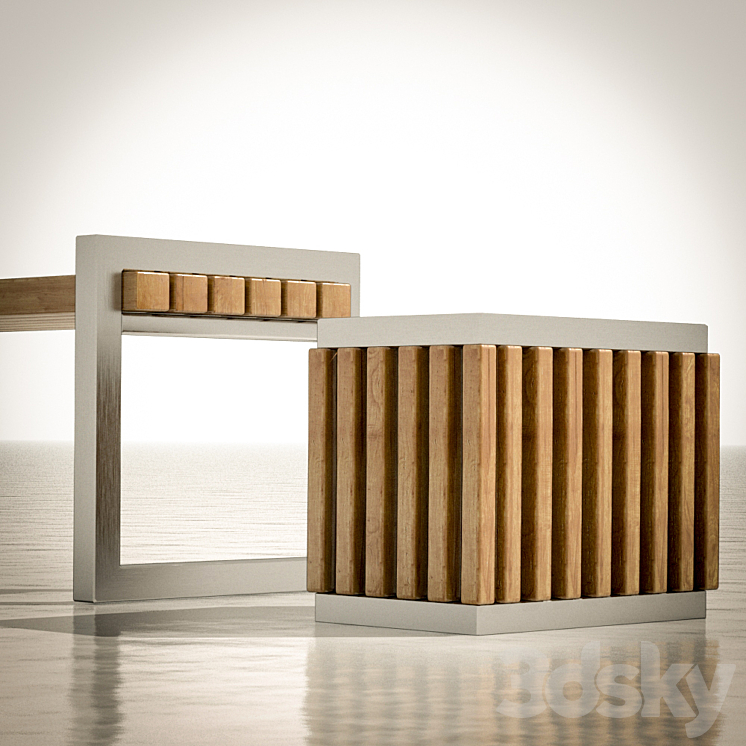 Bench with urn 3D Model