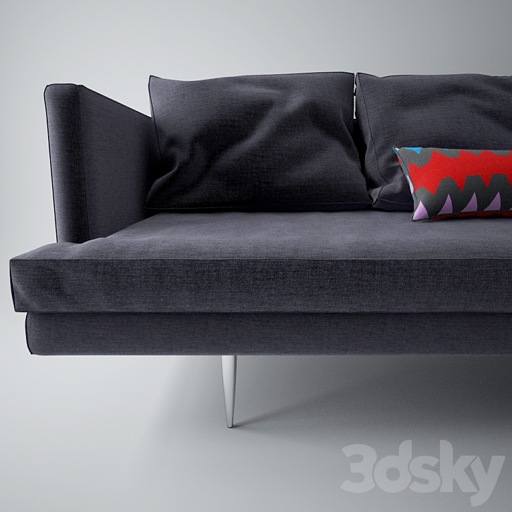 Sofa with pillows 3DS Max - thumbnail 2