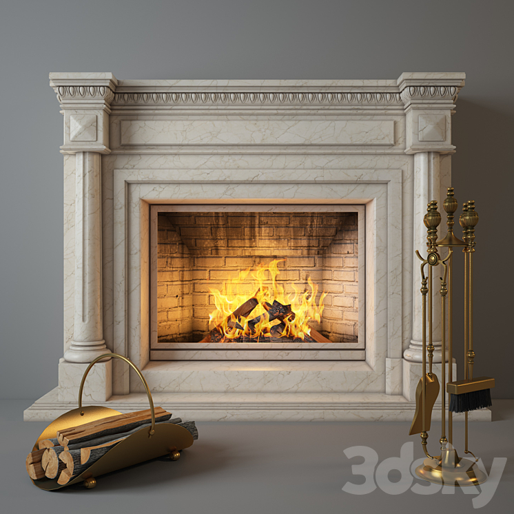 Fireplace Charlotte with accessories.