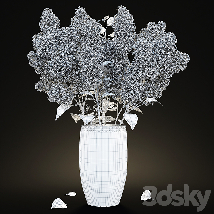 White lilac in a crystal vase \/ White Lilac in a crystal Vase 3DS Max - thumbnail 2