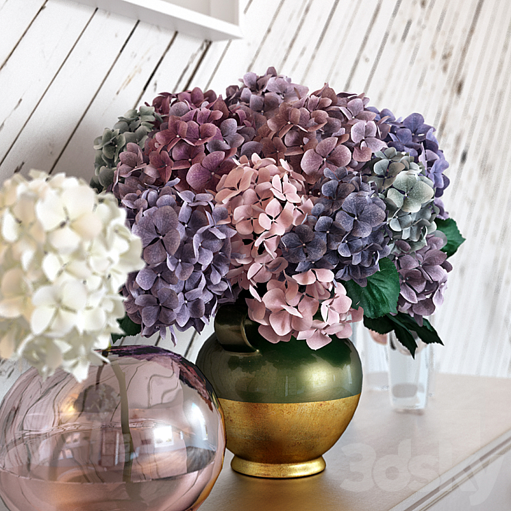 Composition with hydrangeas 3DS Max - thumbnail 2
