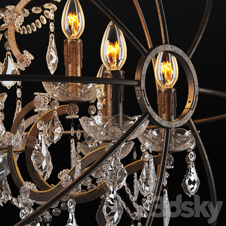 GRAMERCY HOME – IRON ORB CHANDELIER CH014-12-LRR 3DS Max - thumbnail 2