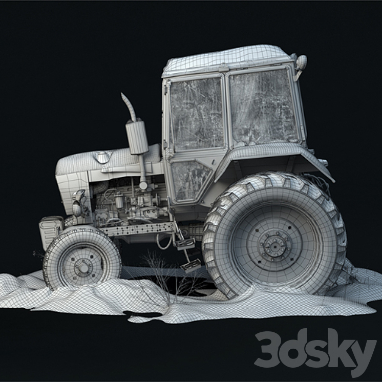 Old tractor 3D Model