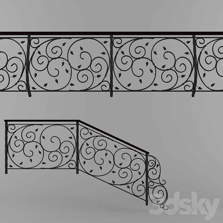 Wrought-iron fence 3DS Max - thumbnail 2