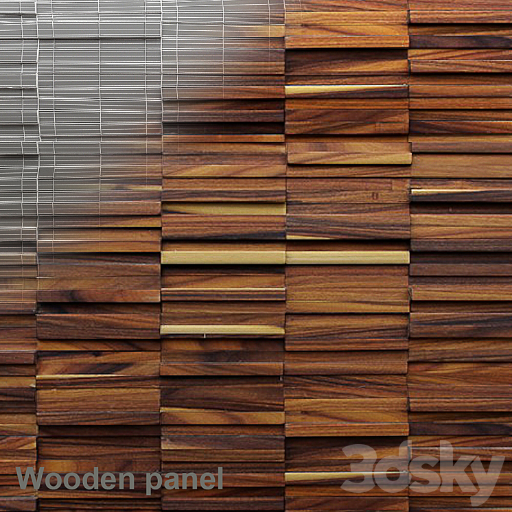 wooden planks panel 3DS Max - thumbnail 1