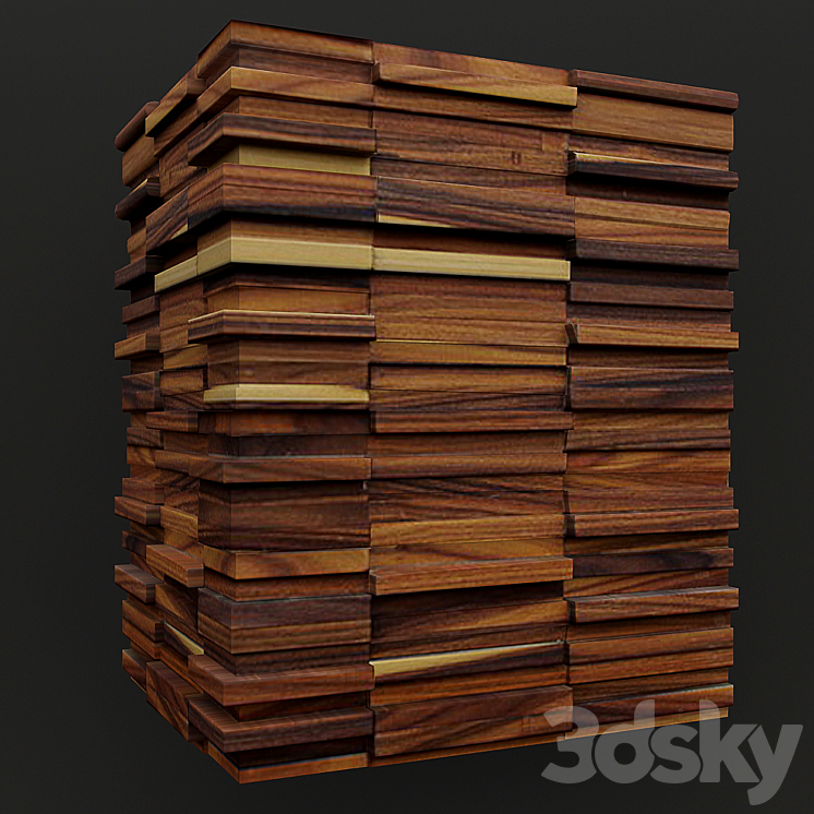 wooden planks panel 3DS Max - thumbnail 2