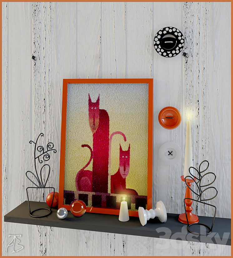 Decorative set with cats 3DS Max - thumbnail 1