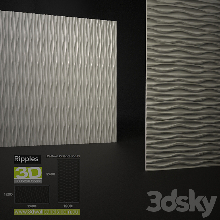 3D Wall Panels Ripples 3DS Max - thumbnail 2