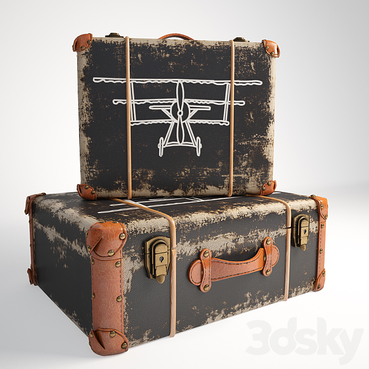 Chest Deco Suitcase Aviation Kare 3DS Max - thumbnail 1
