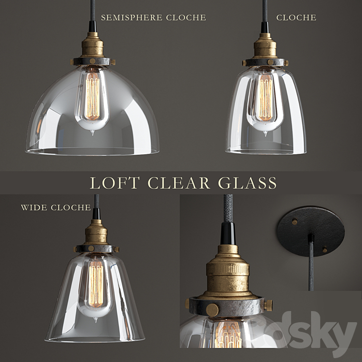 Lamps series "Loft Clear Glass" 3DS Max - thumbnail 1