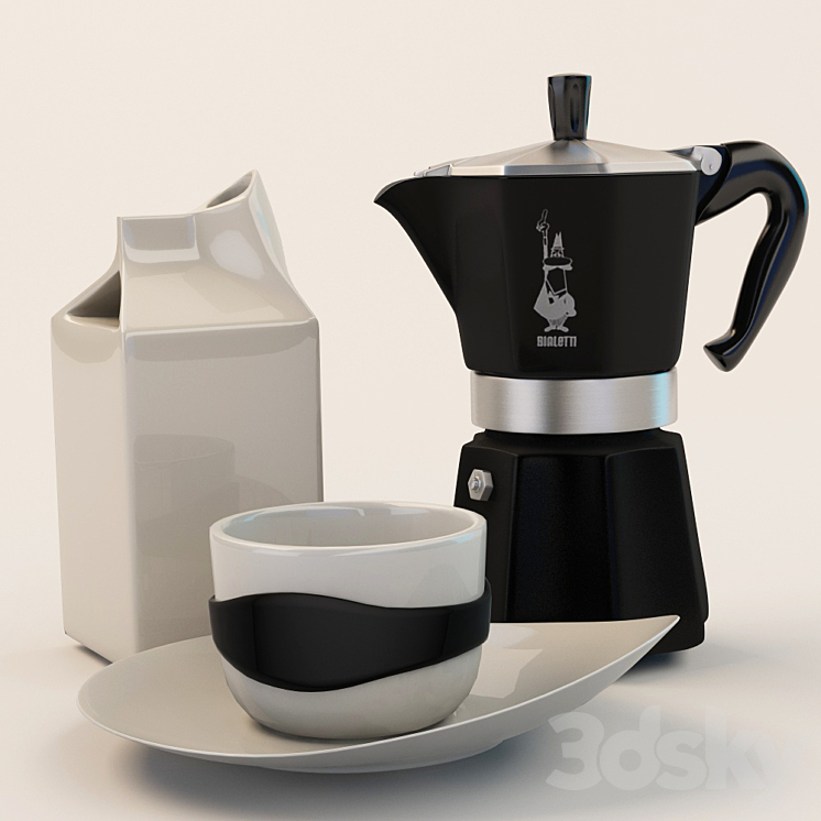 Geyser coffee milk jug and a cup 3DS Max - thumbnail 1