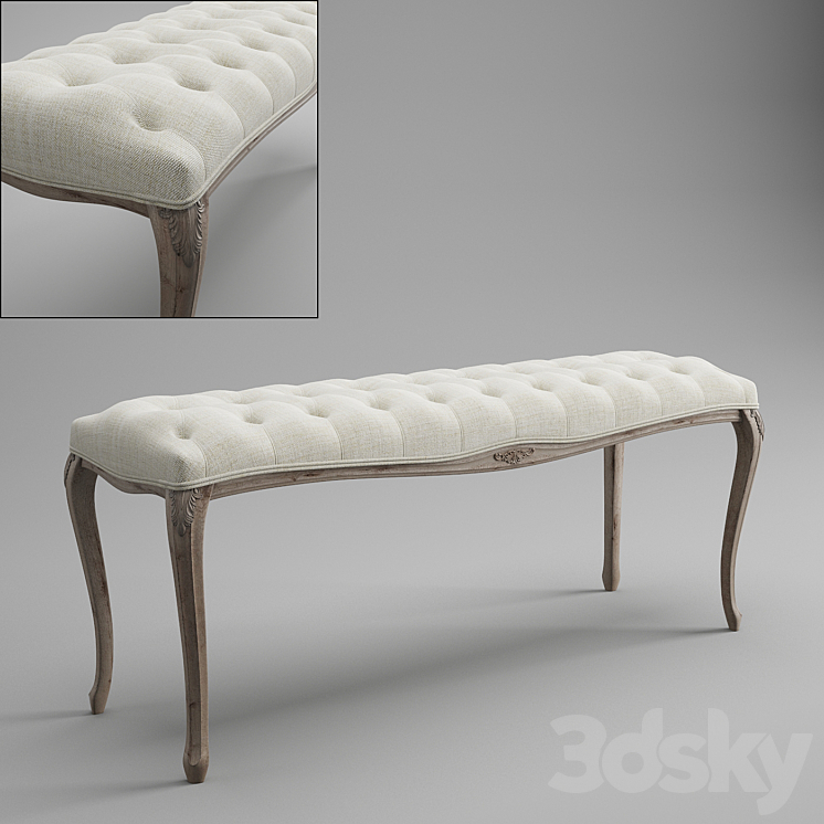 Classic style bench 3DS Max - thumbnail 1
