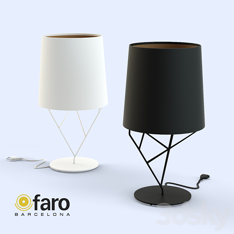 FARO \/ TREE table lamp Black & White 3DS Max - thumbnail 1