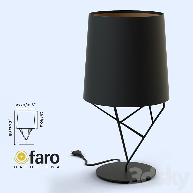 FARO \/ TREE table lamp Black & White 3DS Max - thumbnail 2