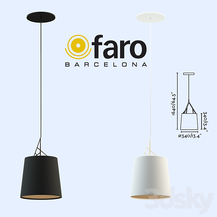 FARO \/ TREE pendant lamp Black & White 3D Model