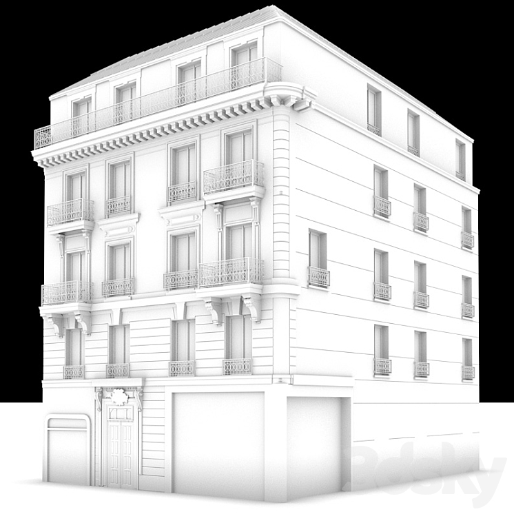 Haussmanian parisian building 3D Model