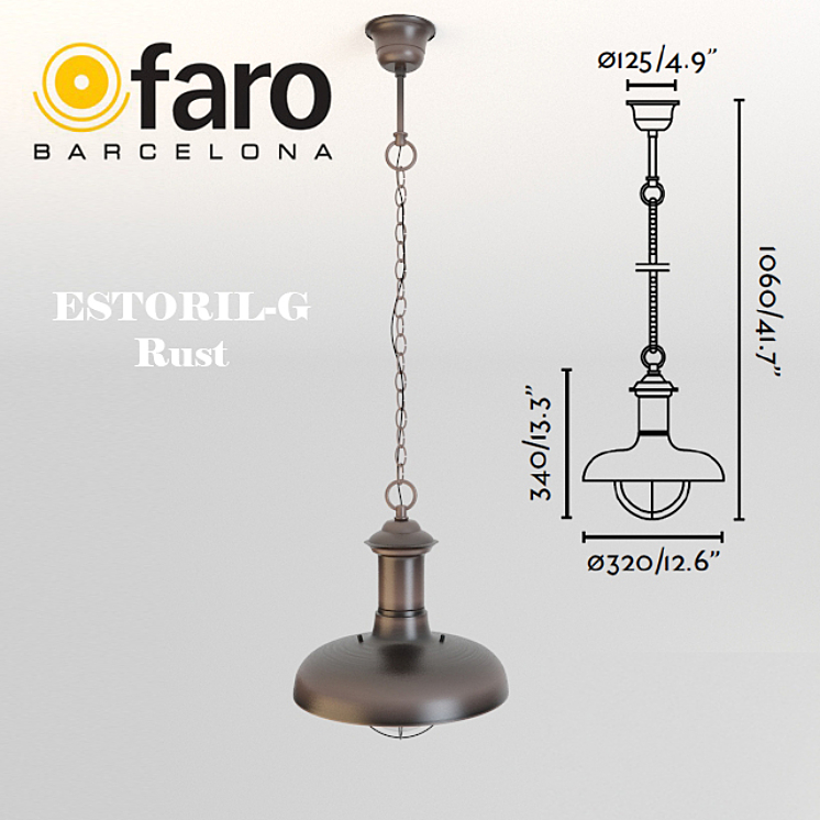 Faro ESTORIL-G Rust pendant lamp 3D Model