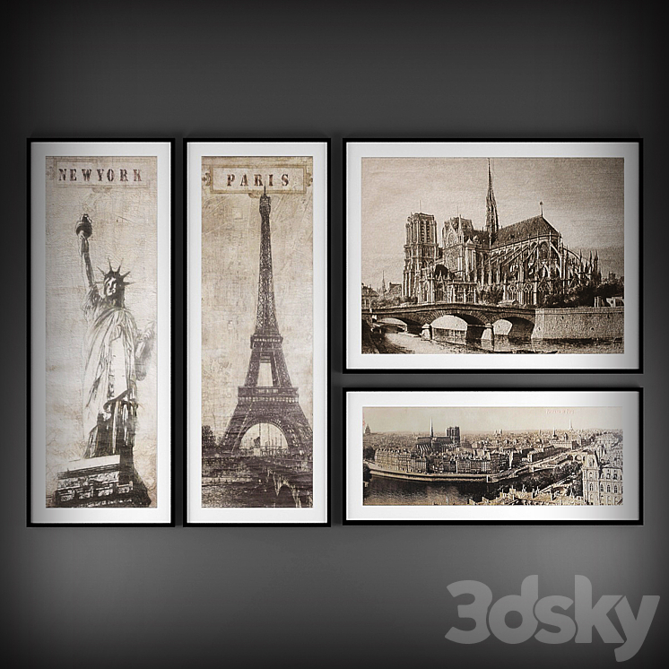 Collection of modern paintings 3D Model