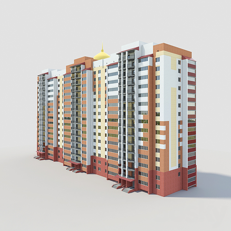 15-storey building with a dome 3DS Max - thumbnail 1