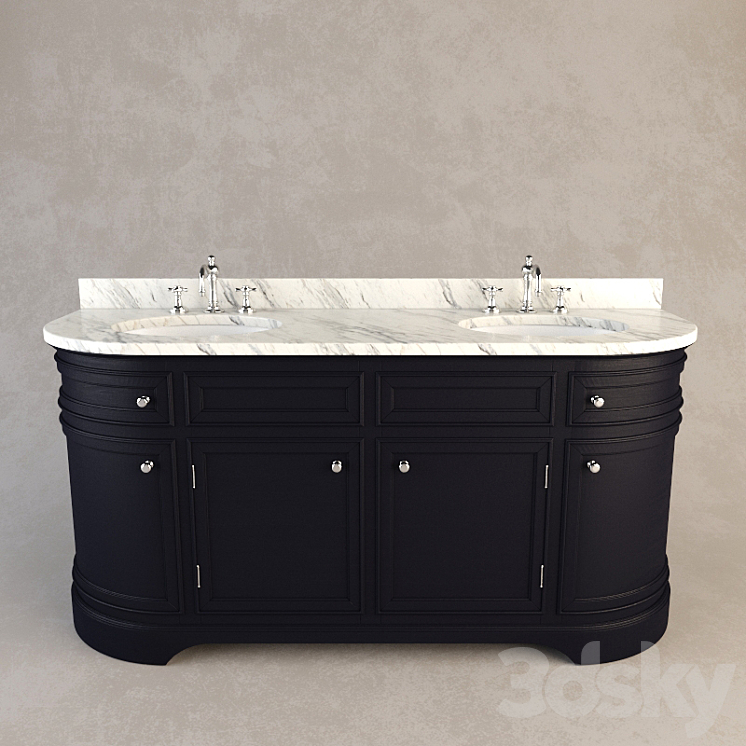 RH ODEON DOUBLE VANITY SINK 3D Model 3DSKY Decor Helper