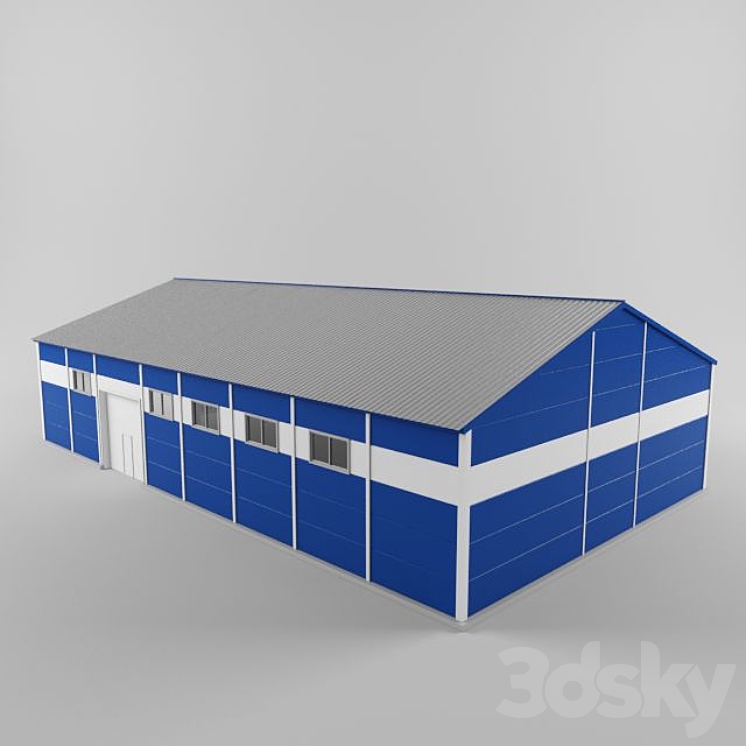 Storage buildings (hangars) from sandwich panels 3DS Max - thumbnail 1