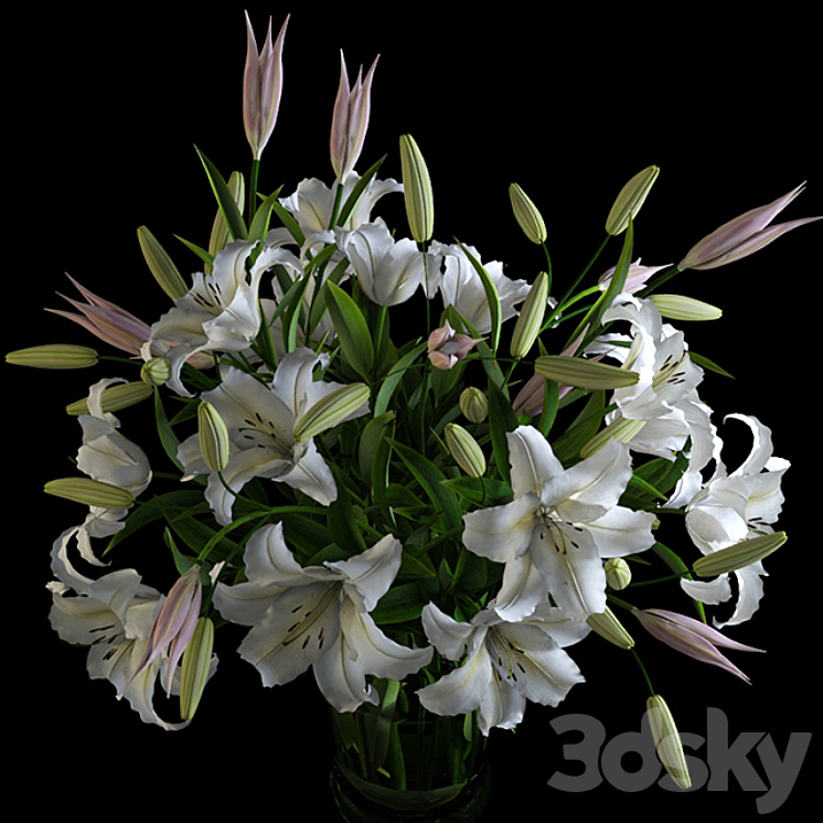 Lilies in a Vase 3D Model