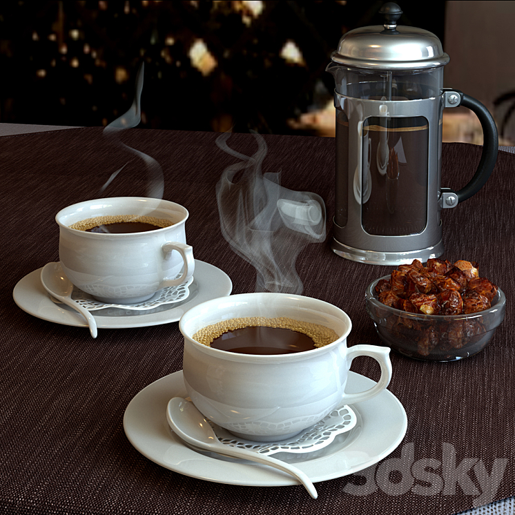 Coffee and coffee maker 3DS Max - thumbnail 1