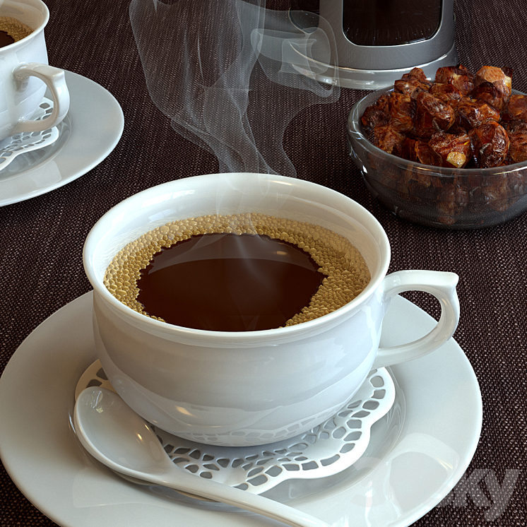 Coffee and coffee maker 3DS Max - thumbnail 2