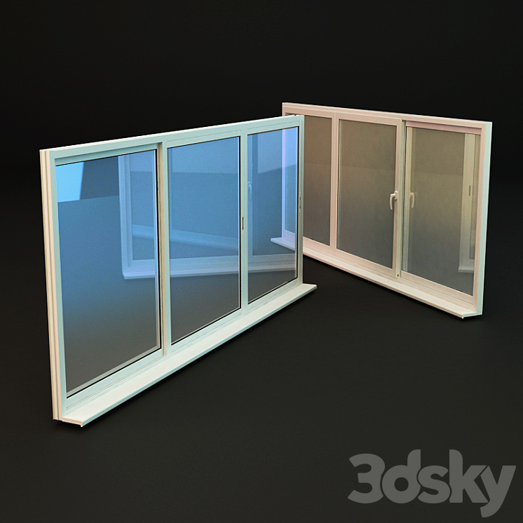 Sliding glass balconies and loggias 3DS Max - thumbnail 1