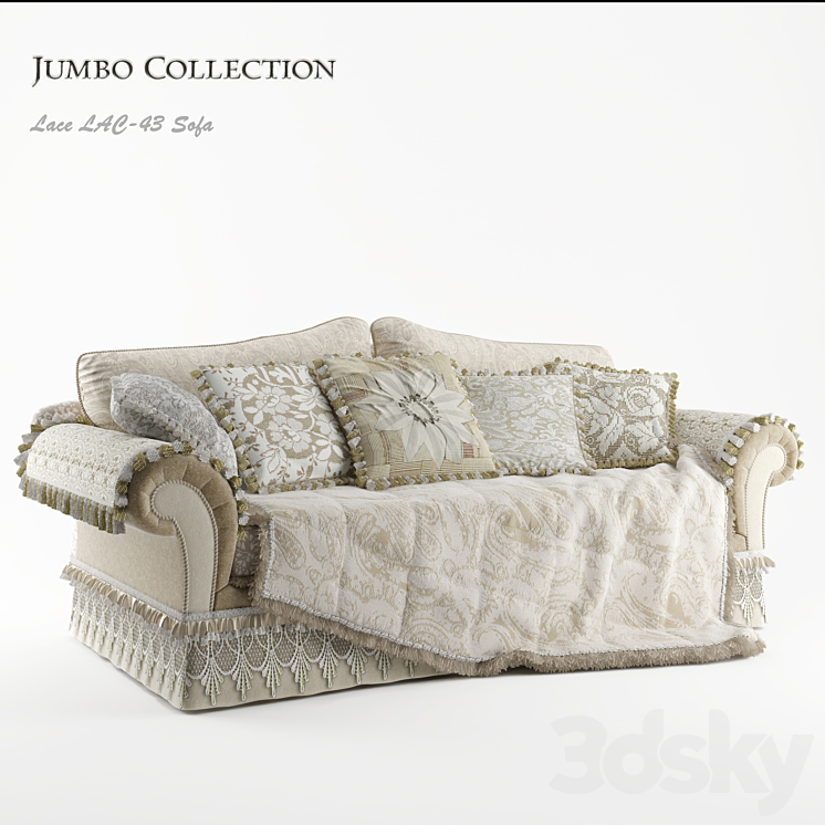 Jumbo Collection Promenade Lace LAC-43 3-seat sofa 3DS Max - thumbnail 1