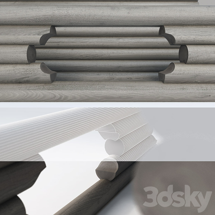 The walls of logs and lumber 3D Model