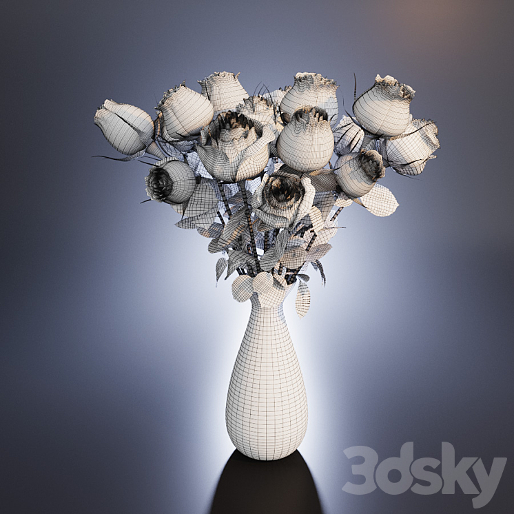 A bouquet of roses in a vase 3DS Max - thumbnail 2