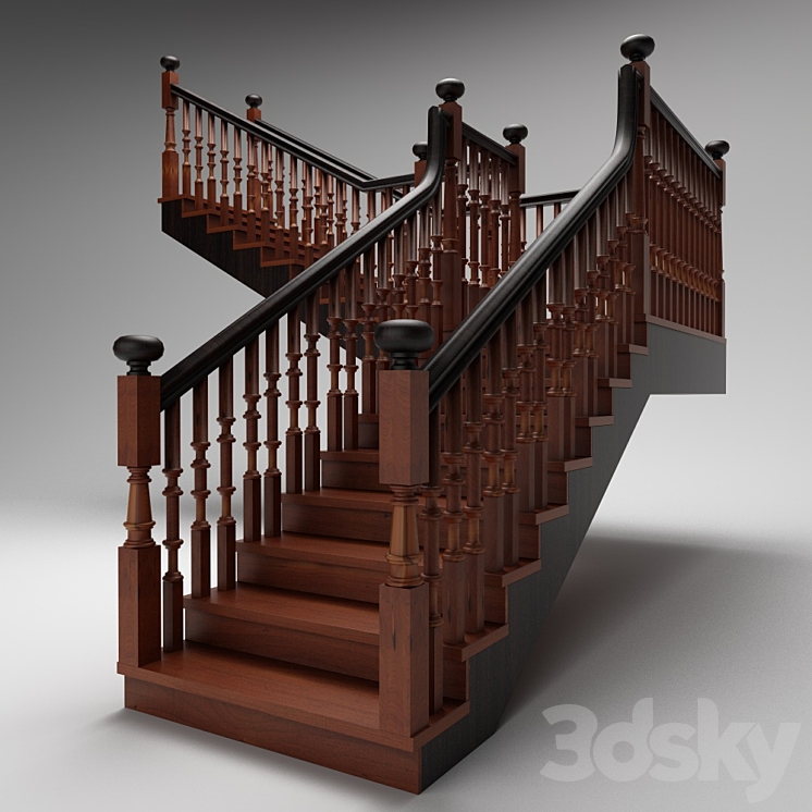 Wooden stairs 3DS Max - thumbnail 1