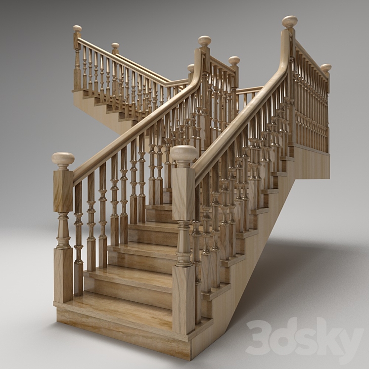 Wooden stairs 3DS Max - thumbnail 2