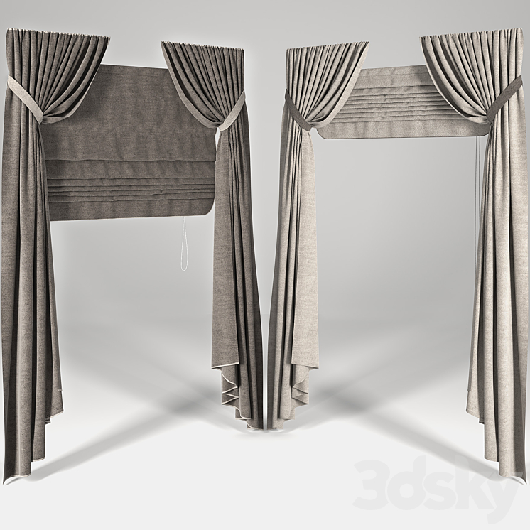 Roman blinds 2 positions 3D Model