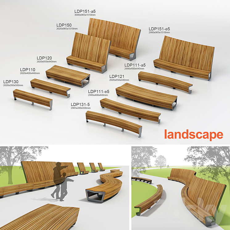 Benches Landscape 3DS Max - thumbnail 1