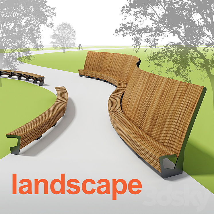 Benches Landscape 3DS Max - thumbnail 2