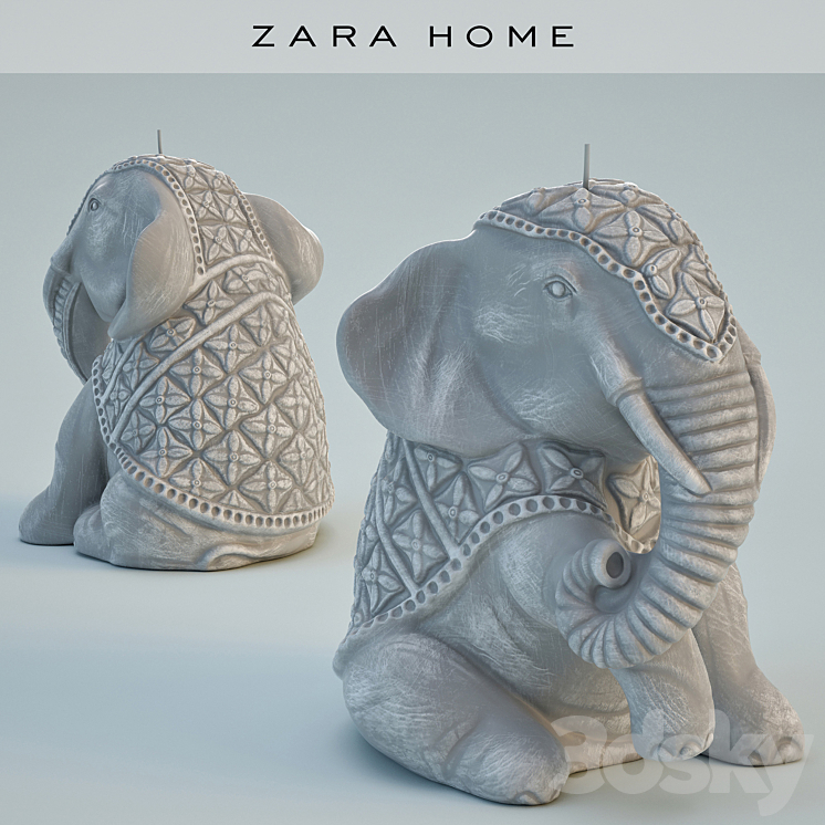 Zara home candle Seated Elephant 3DS Max - thumbnail 1
