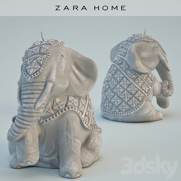 Zara home candle Seated Elephant 3DS Max - thumbnail 2