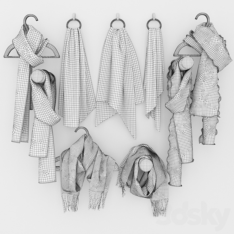 Set scarf hangers 3DS Max - thumbnail 2