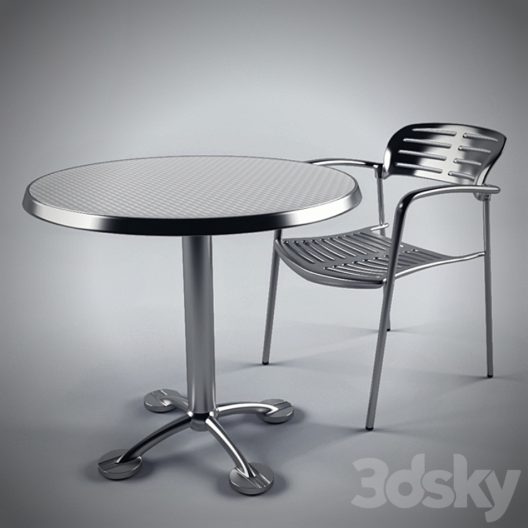 Toledo Stacking Chair and Pensi Table 3DS Max - thumbnail 2